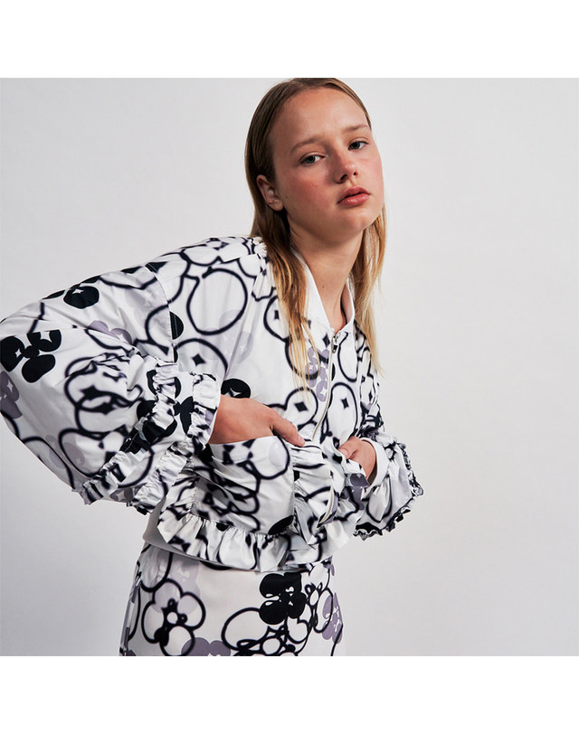 워브먼트 Flower Image Pattern Blouson BLACK WBCSJP003BK 착용컷
