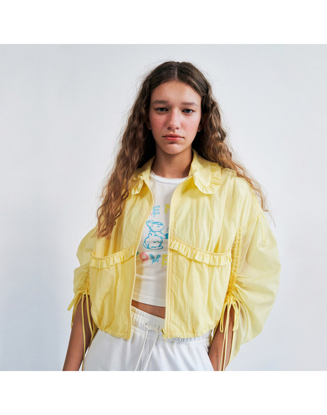 워브먼트 Shirring Trimmed Detail Jumper YELLOW WBCSJP002YE 착용컷