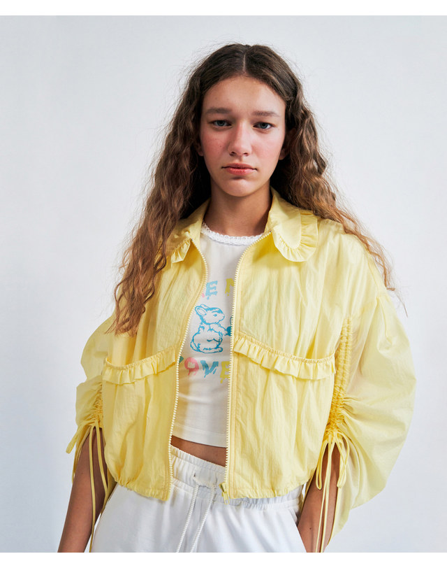 워브먼트 Shirring Trimmed Detail Jumper YELLOW WBCSJP002YE 착용컷