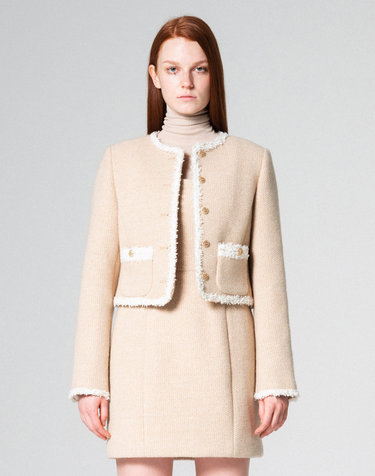 워브먼트 Lace trimming tweed jacket BEIGE WBCFJK003BE
