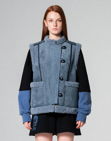 Fluffy suede mustang vest BLUE WBCFVT001BL