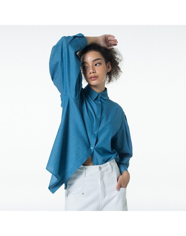 워브먼트 Full Sleeve Shirt BLUE WBCSTP010BL 착용컷