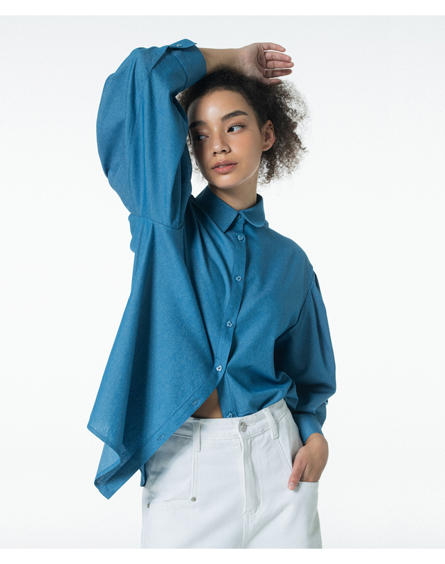 워브먼트 Full Sleeve Shirt BLUE WBCSTP010BL 착용컷