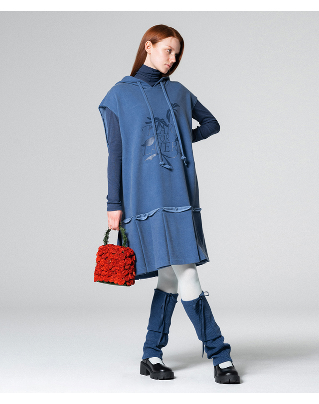 워브먼트 Boxy long sweat dress BLUE WBCFOP001BL 착용컷
