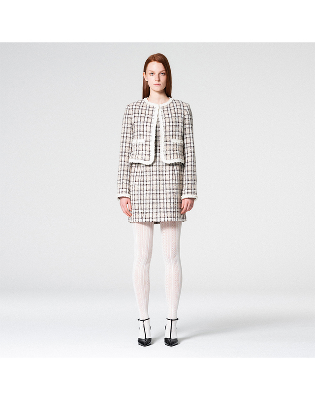 워브먼트 Lace trimming tweed jacket CHECK WBCFJK003CK 착용컷
