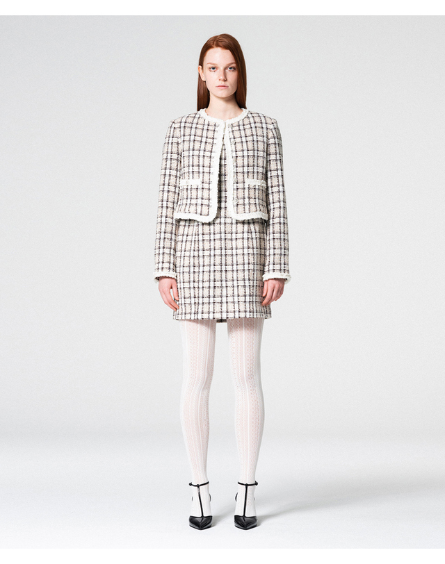 워브먼트 Lace trimming tweed jacket CHECK WBCFJK003CK 착용컷