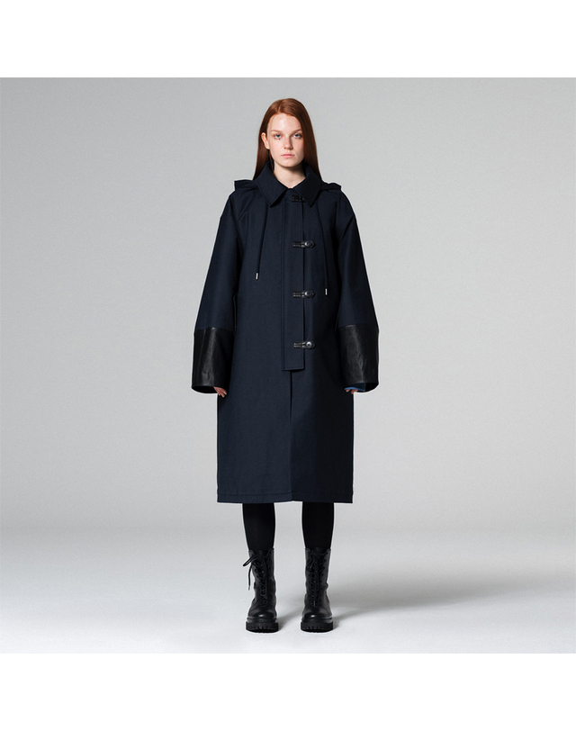 워브먼트 Maxi hoody trench coat NAVY WBCFCT001NV 착용컷