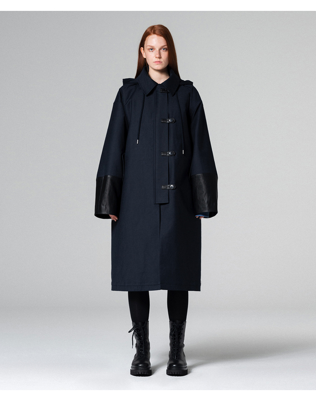 워브먼트 Maxi hoody trench coat NAVY WBCFCT001NV 착용컷