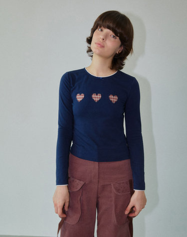 Cutie Patchwork Love Top Navy WBDFTP005NV