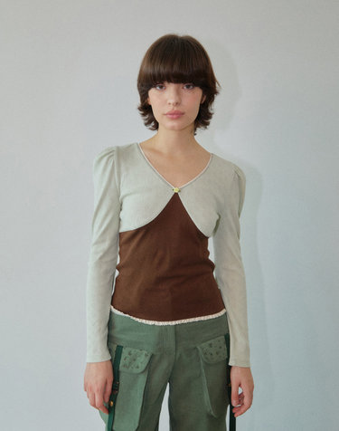 Sophie Puff-sleeve Top Brown WBDFTP006BR