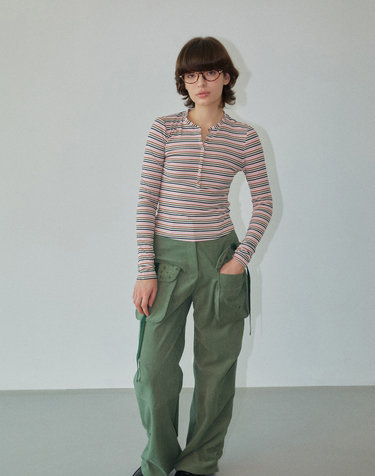 Pocket Detail Cargo Pants Khaki WBDFPA001KK