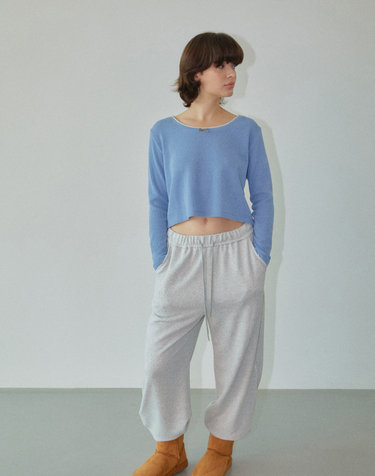 Backside Lace Edge Sweatpants Gray WBDFPA002GR