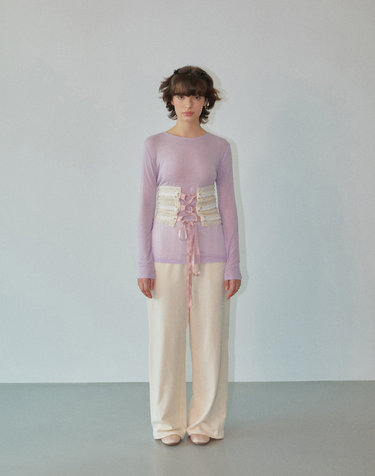 Backside Lace Edge Sweatpants Cream WBDFPA002IV