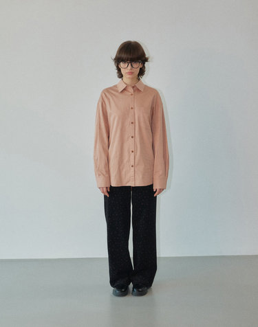 Flower Corduroy Straight Pants Black WBDFPA004BK