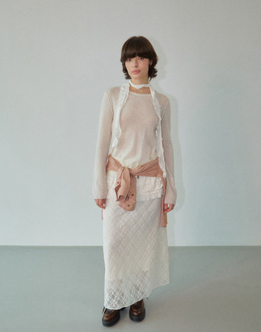 Daisy Layered Maxi Skirt Ivory WBDFSK002IV