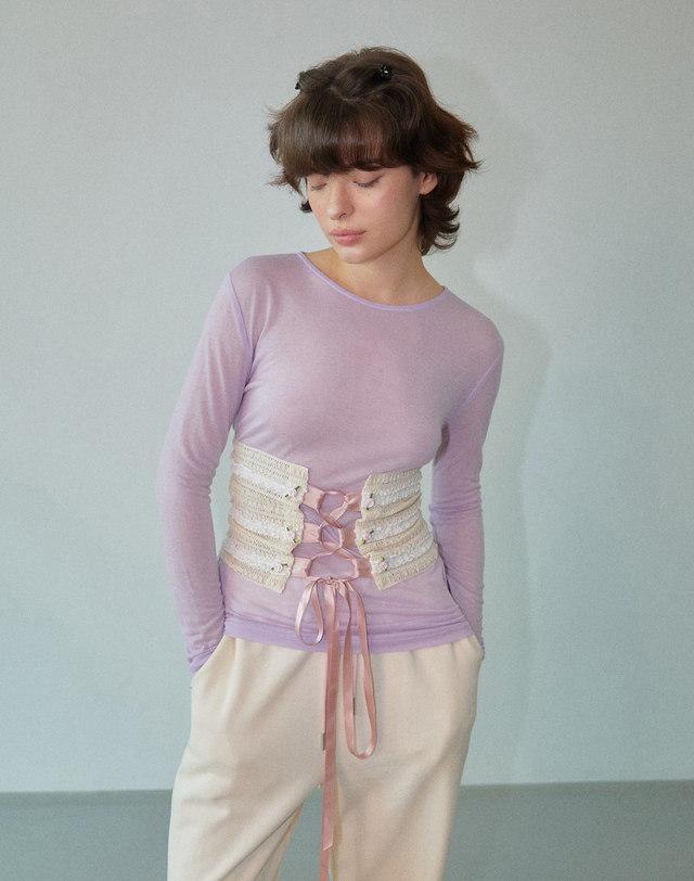 워브먼트 Soft Sheer Top Lilac WBDFTP001LC 착용컷