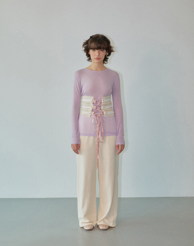 워브먼트 Soft Sheer Top Lilac WBDFTP001LC 착용컷