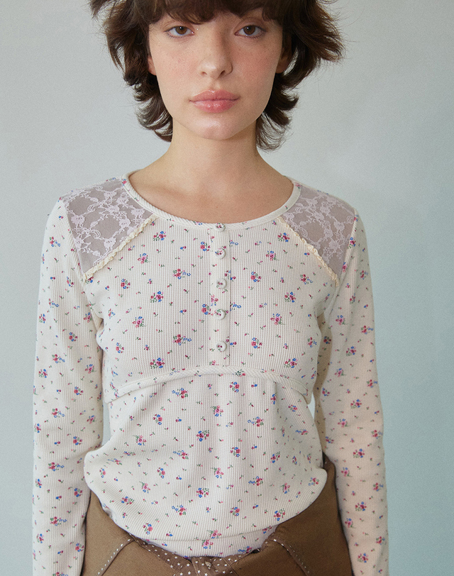 워브먼트 Pippi Flower Long Top Flower WBDFTP007FL 착용컷