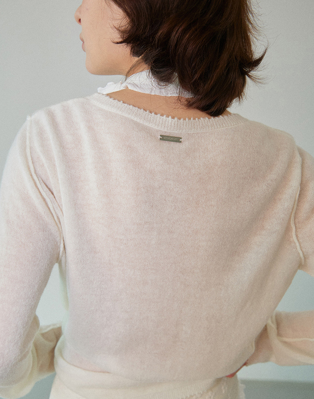 워브먼트 Glitter Yarn Knit Top Ivory WBDFNT003IV 착용컷