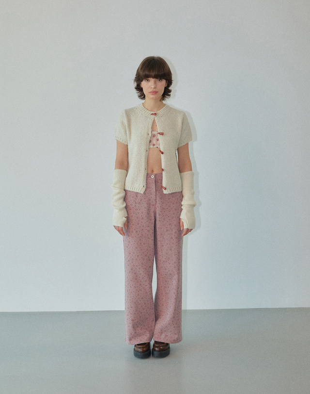 워브먼트 Tiny Flower Twill Pants Rose Pink WBDFPA005PK 착용컷