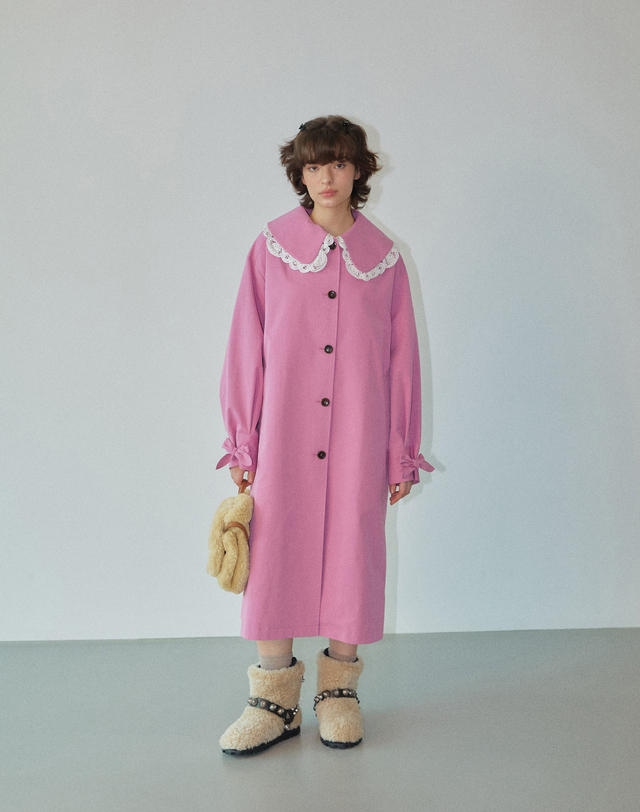 워브먼트 Multi Cookie Trench-coat Pink WBDFCT001PK 착용컷