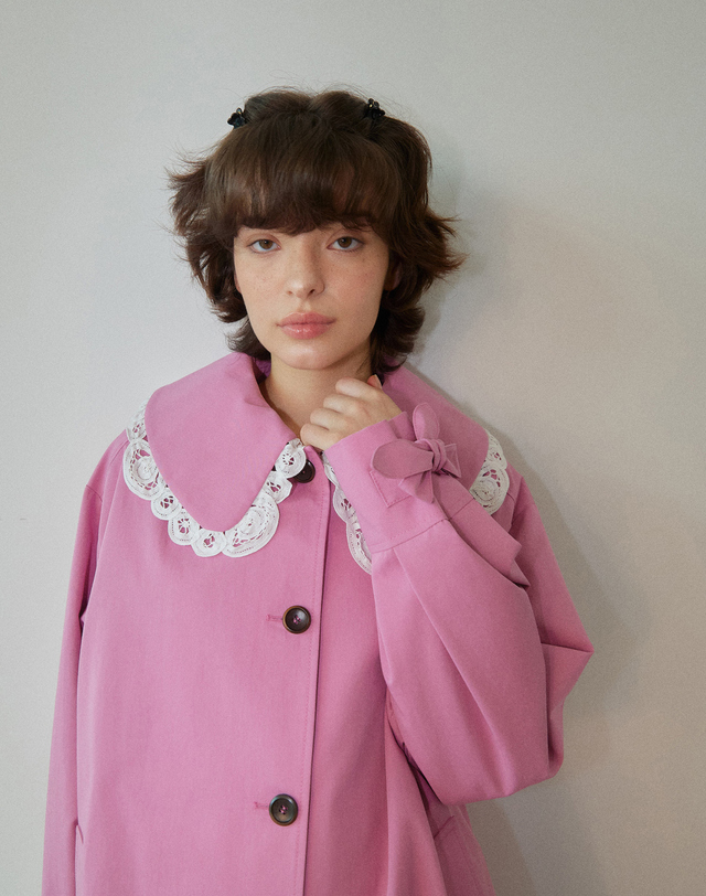 워브먼트 Multi Cookie Trench-coat Pink WBDFCT001PK 착용컷