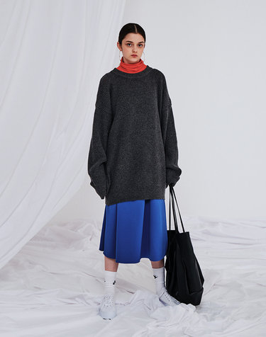 LONG SLEEVE KNIT ONE PIECE DEEP GREY