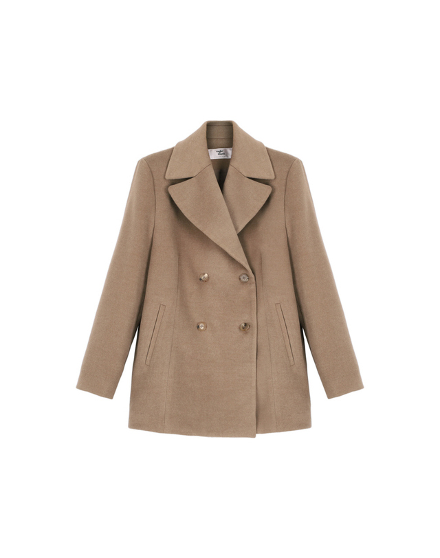 메이크어토스트 BIG COLLAR HALF COAT BEIGE 착용컷