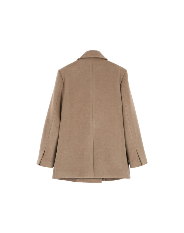 메이크어토스트 BIG COLLAR HALF COAT BEIGE 착용컷