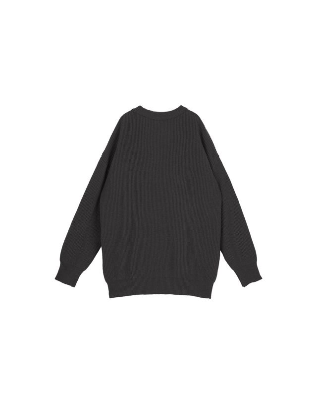 메이크어토스트 LONG SLEEVE KNIT ONE PIECE DEEP GREY 착용컷