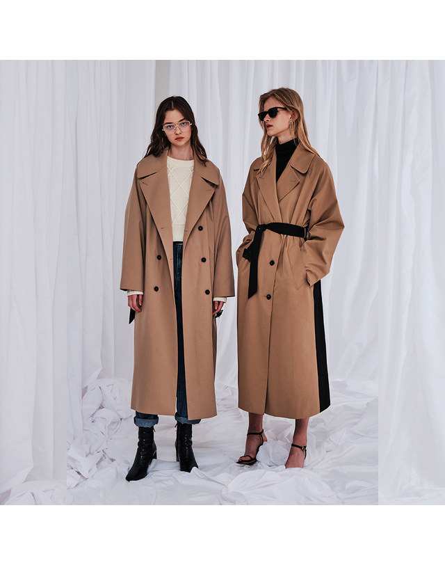 메이크어토스트 COLORED TRENCH COAT BEIGE 착용컷