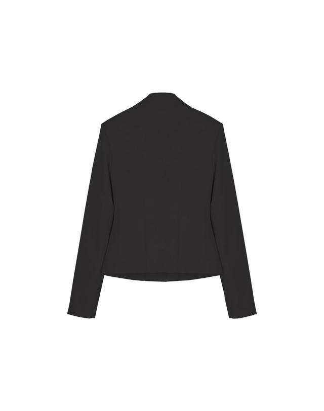 메이크어토스트 TWO COLLAR SLIM JACKET BLACK 착용컷