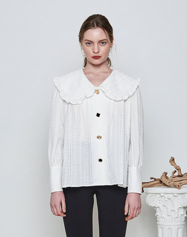 BIG COLLAR PUNCHING BLOUSE WHITE