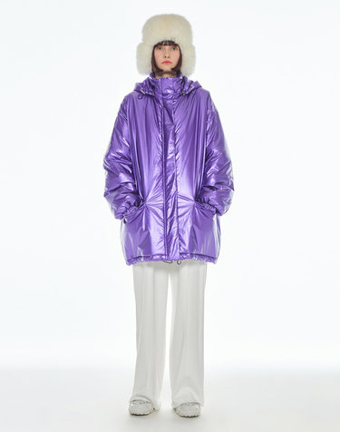 BOXY HOODIE QUILTING PADDING - Purple