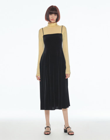 VELVET SLIP DRESS - Black