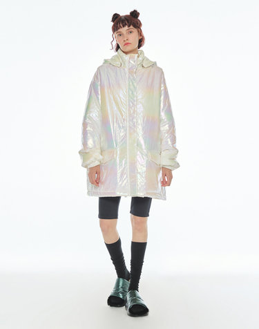 BOXY HOODIE QUILTING PADDING - Ivory