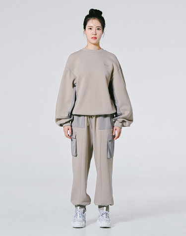 메이크어토스트 Color Matching Shirring Sweatshirt BEIGE MBCSTO008BE