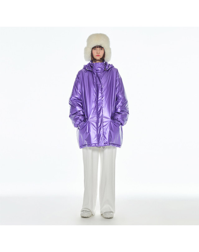 메이크어토스트 BOXY HOODIE QUILTING PADDING - Purple 착용컷