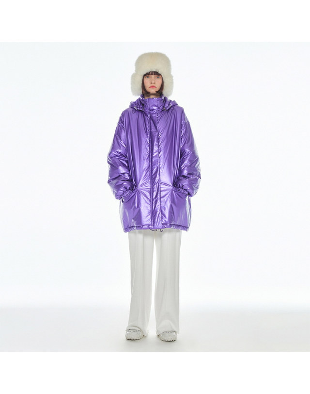 메이크어토스트 BOXY HOODIE QUILTING PADDING - Purple 착용컷