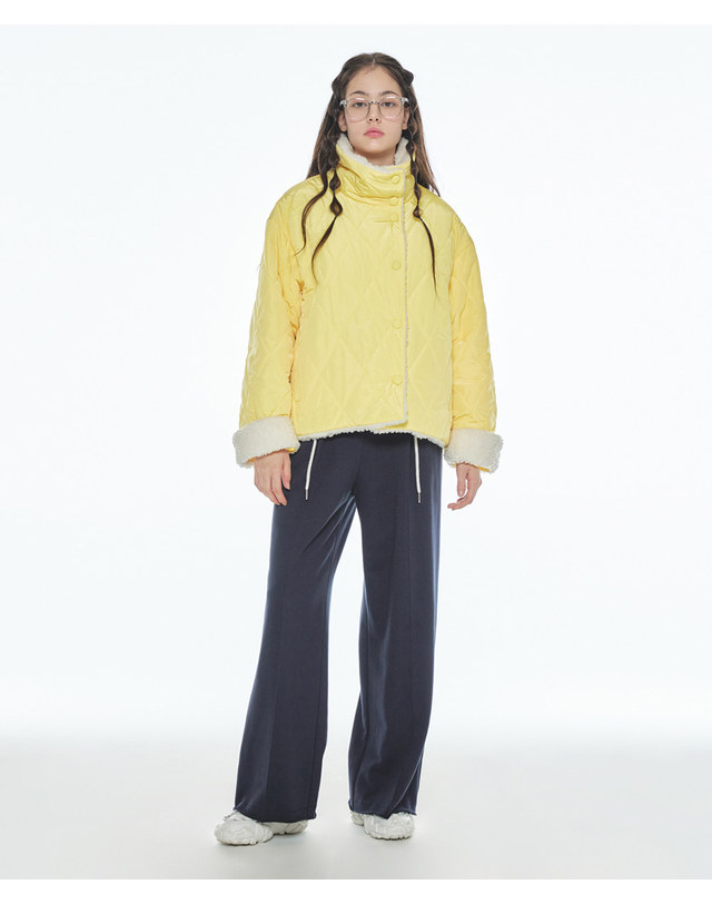 메이크어토스트 CURLY QUILTING PADDED - Yellow 착용컷