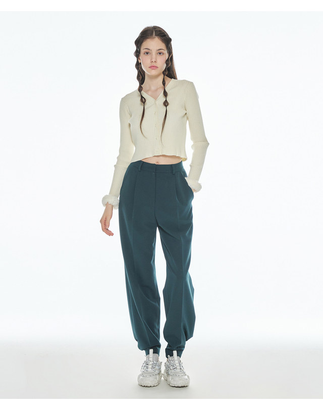 메이크어토스트 JOGGER SLACKS - Blue green 착용컷