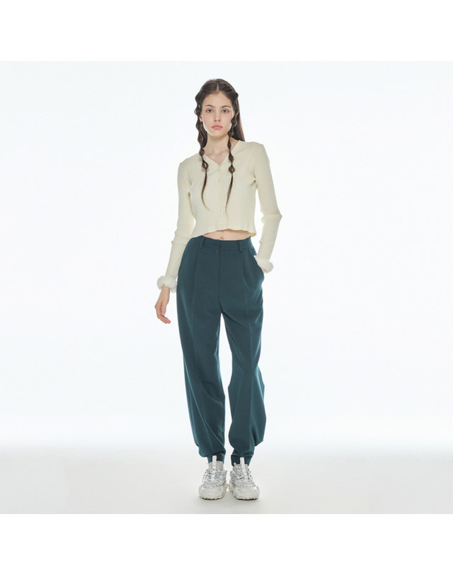 메이크어토스트 JOGGER SLACKS - Blue green 착용컷