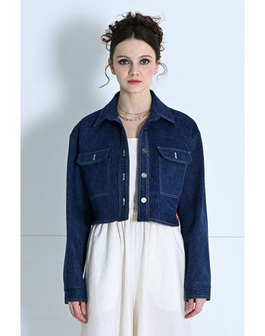 Crop denim jacket NAVY MBCSJK002NV