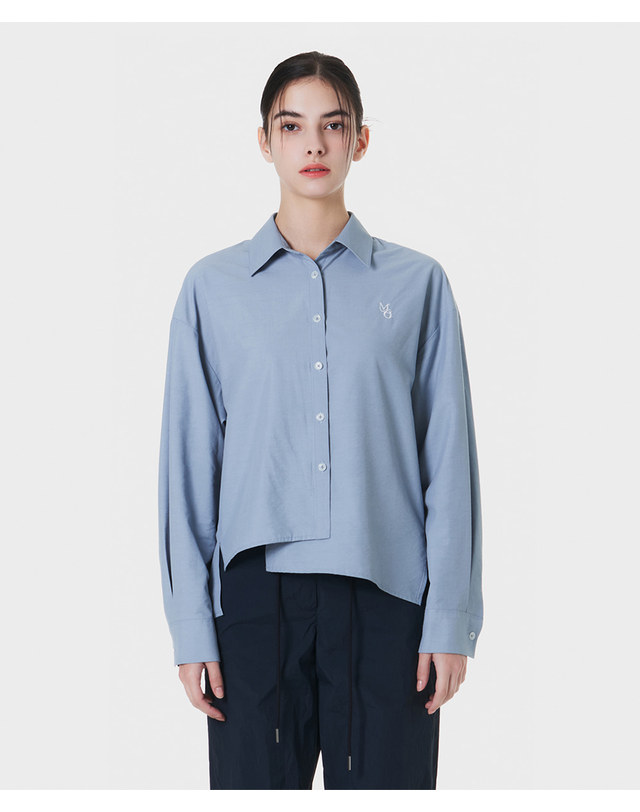 메이크어토스트 Unbalanced Free Basic Shirt BLUE MBCSTO011BL 착용컷