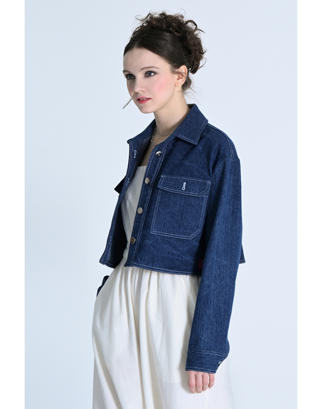 메이크어토스트 Crop denim jacket NAVY MBCSJK002NV 착용컷