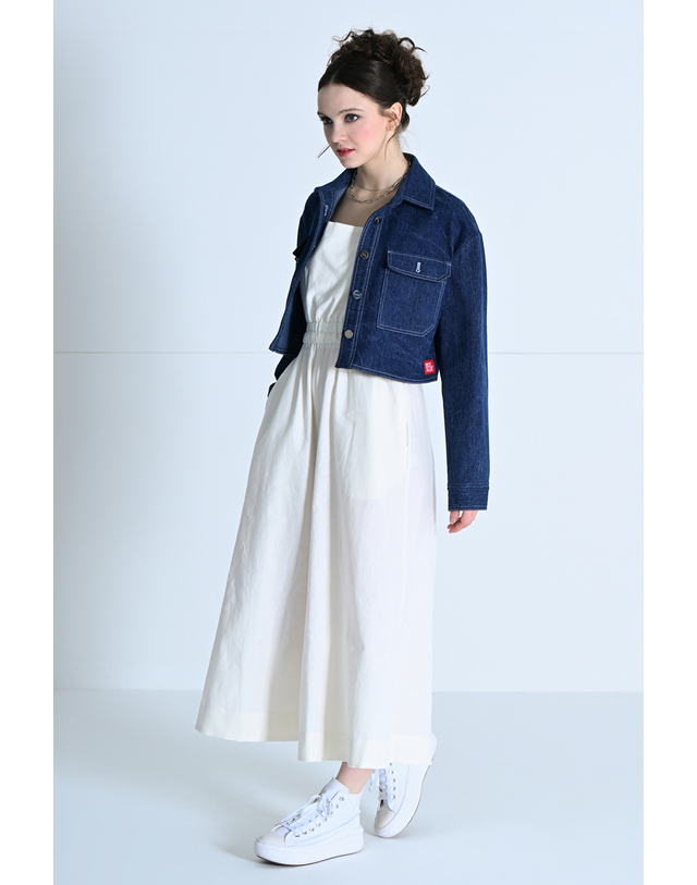 메이크어토스트 Crop denim jacket NAVY MBCSJK002NV 착용컷