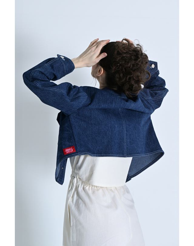 메이크어토스트 Crop denim jacket NAVY MBCSJK002NV 착용컷