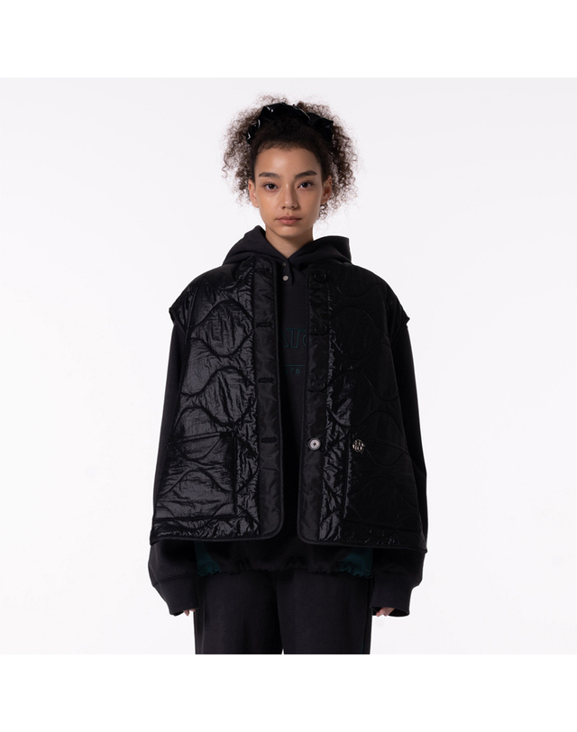 메이크어토스트 Tape half Vest Padding MBCFJK003BK 착용컷