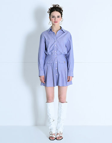 OPEN-COLLAR SHIRT DRESS STRIPE MBDSOP002ST