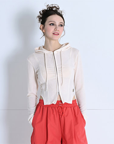 HOODED TWO-WAY ZIP-UP SWEATSHIRT IVORY MBDSTO006IV
